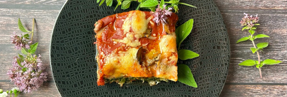 Spinatlasagne mit Pilzen